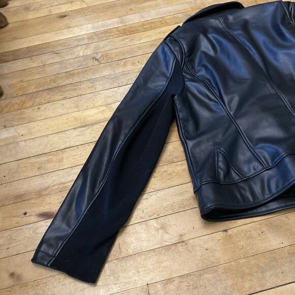 Lane Bryant Womens Jacket Size L? Black Polyester Faux Leather Bomber - Picture 13 of 16